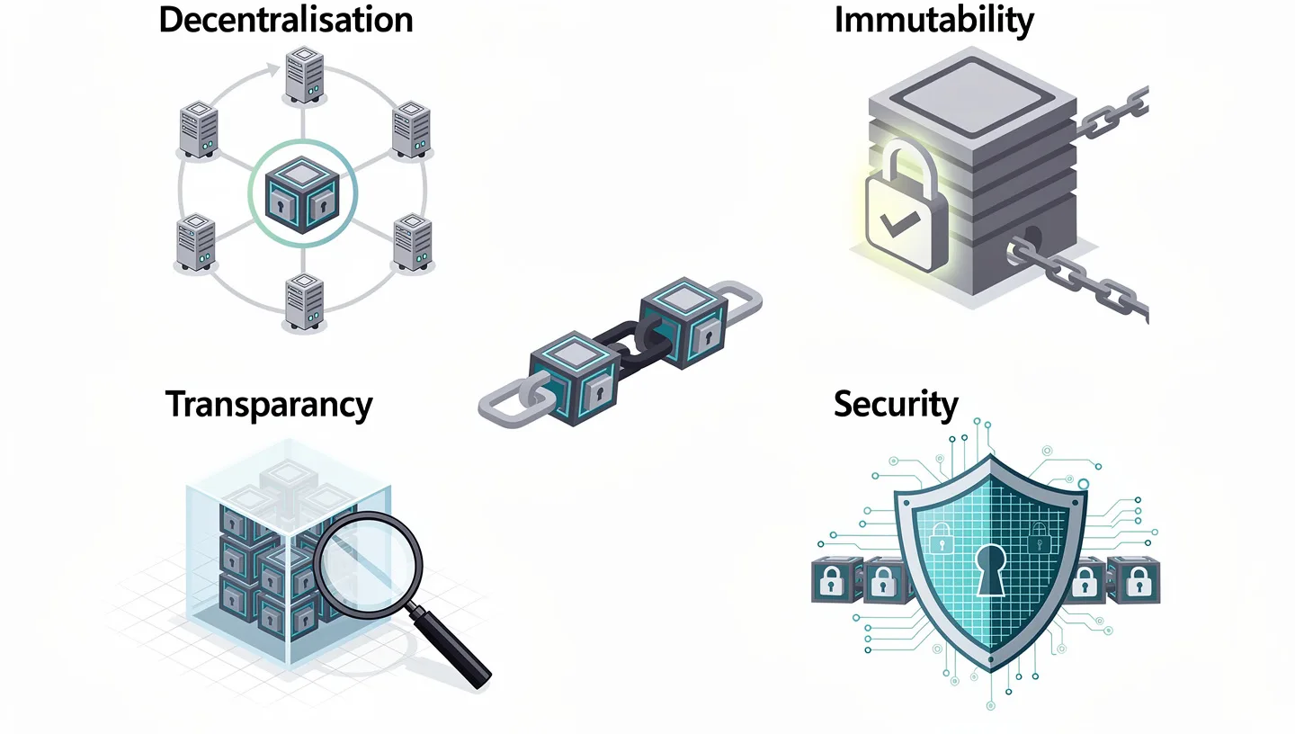 What are the main properties of blockchain