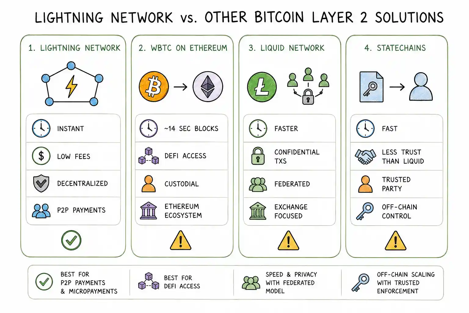 Lightning Network vs. other Bitcoin Layer 2 solutions
