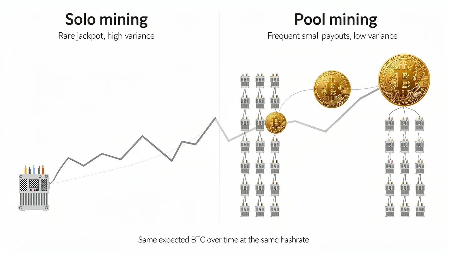 Solo mining vs. pool mining
